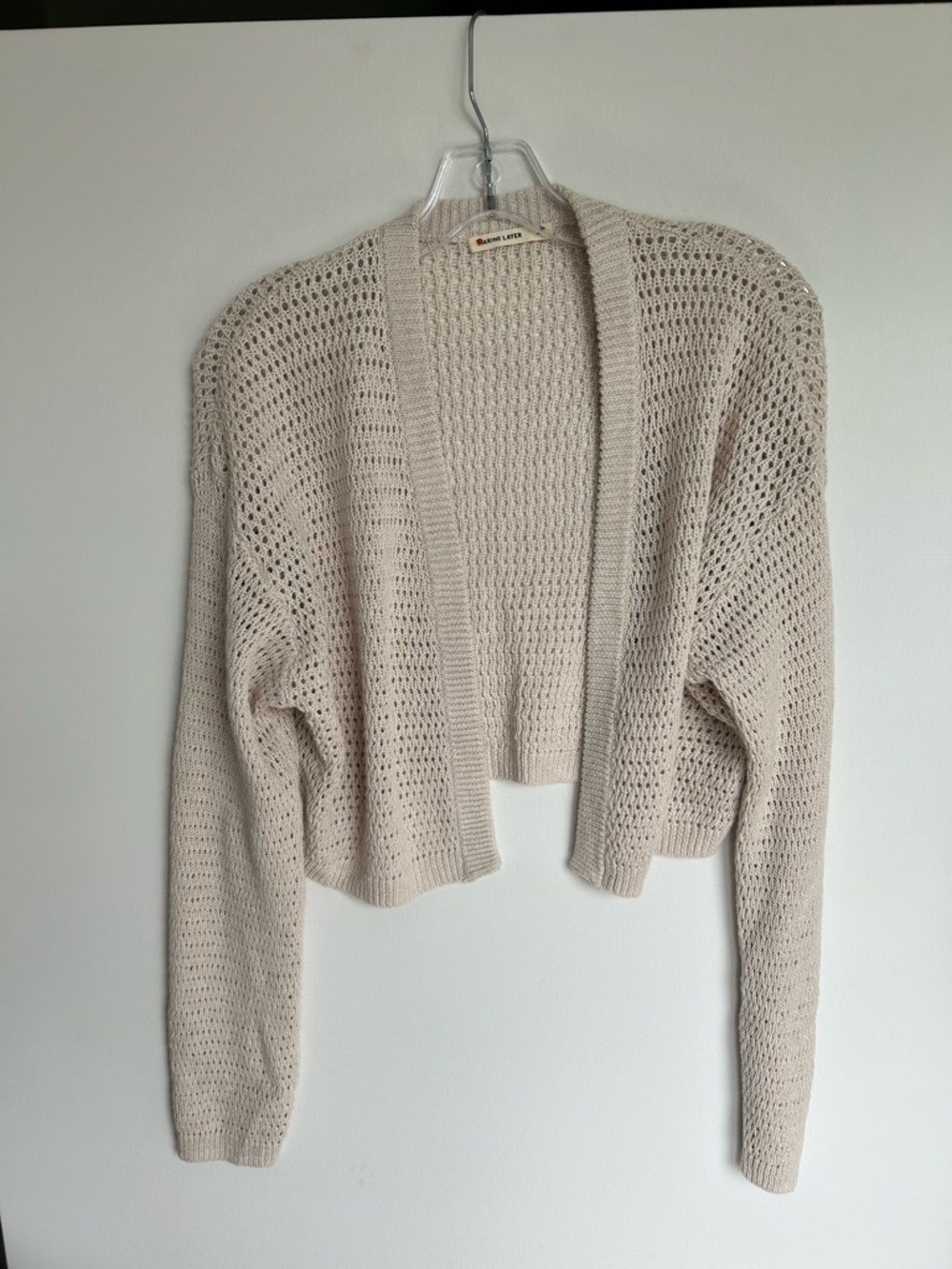 Marine Layer Light Oat Cropped Open-Front Cardigan (G0153) - Picture 2 of 6